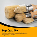 Chalk and Wax Paint Brush Furniture Set of 4, Natural Bristles | 1 Large Oval + 3 Small Round, 4 Pack — 3