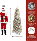 SHareconn 6ft Prelit Snow Flocked Artificial Hinged Slim Pencil Christmas Tree with Warm White Lights, Flocked Pencil Spruce Tree, Perfect Decoration Choice for Xmas Holiday, 6 FT, Flocked Green — 3