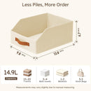 Homsorout Fabric Storage Bins for Organizing - 6 Pack Large Trapezoid Collapsible Storage Bins with Front Handle, Closet Organizers and Storage for Bedroom, Home Shelves, Small Spaces, Beige — 8