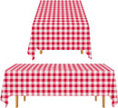 Gatherfun 3PCS Red White Gingham Rectangular Waterproof Tablecloth 54X108Inch Disposable Plastic Table Cover with Gold Stamping for Easter Picnic Barbecue Kitchen Holiday Birthday Party — 1