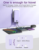 citicr Portable Charger 10000mAh PD20W w/Built-in Cables & Wall Plug Purple photo 4
