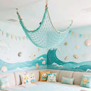 2 Pack Fish Net Decorations for Party, Natural Cotton Hawaiian Party Fishing Net Decorative, Nautical Themed Cotton Fishnet Under The Sea Pirate Ocean BeachHalloween Decor Blue | 2pack-blue — 5