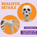JOYIN 5 PCS Posable Halloween Skeleton Decor 16 Inches, Full Body Posable Joints Hanging Skeletons for Halloween Decorations, Graveyard Props, Haunted House Accessories, Spooky Scene Party Favors — 5