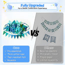 3D Happy Birthday Banner, Pre-Strung Felt Party Decorations (Blue) — 3