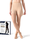 Medical Compression Pantyhose for Women & Men 15–20 mmHg – High-Stretch Support Hose for Swelling & Circulation | Medium | Beige — 1