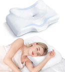 Osteo Cervical Pillow for Neck Pain Relief, Hollow Design Odorless Memory Foam Pillows with Cooling Case, Adjustable Orthopedic Bed Pillow for Sleeping, Support for Side Back Sleepers - White — 1