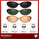 Breaksun Retro Oval Sunglasses for Women Men Fashion Small Oval Sunglasses 90s Vintage Shades | 3 Pack (Black/Grey+ G15+ Brown/Brown) | 54 Millimeters — 5