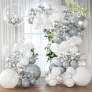 KARLURE White Silver Balloon Arch Kit Garland with Grey and Clear Balloons | White Silver Grey — 1
