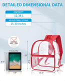 Paxiland Clear Backpack Stadium Approved, 12x10.5x6 Inches Clear Bag | Red-standard — 2