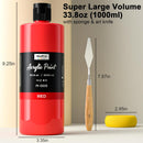 Nicpro 14 Colors Large Bulk Acrylic Paint Set (33.8 oz, 1000 ml) Rich Art Painting Supplies, Non Toxic for Multi Surface Rock Canvas Wood Ceramic Leather Fabric Craft for Adult with Color Wheel | 33.8 Fl Oz (Pack of 14) — 3