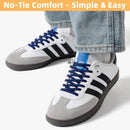 Stepace 2 Pairs Flat Elastic No Tie Shoe Laces for Kids and Adults Sneakers | Navy Blue — 1