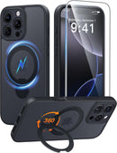 FNTCASE for iPhone 16 Pro Max Case with 360 Spin Magnetic Stand Black photo 1