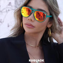 KUGUAOK Polarized Aviator Sunglasses for Women Men Sports Style UV400 Protection Running Sun Glasses Vintage Trendy Shades | Black+leopard+green Frame Red+pink — 2