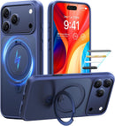 TORRAS Ostand for iPhone 17 Pro Case Magnetic, Fit for MagSafe, 4X Military Drop Protection, Camera Control, Slim Phone Case for iPhone 17 Pro with Kickstand, Translucent Matte Cover 6.3", Deep Blue — 1