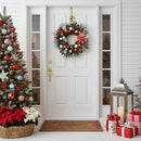 Valery Madelyn 24'' Pre-Lit Christmas Wreath for Front Door with Light, Collapsible Lighted Outdoor Christmas Wreath with Multi-colored Xmas Ball Bow for Home Porch Fireplace Window Holiday Wall Decor — 4