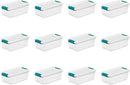 Sterilite 6 Quart Latching Box, Small Clear Plastic Storage, White, 12 Pack — 1