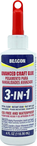 BEACON 3-in-1 Advanced Craft Glue - Fast-Drying, Crystal Clear Adhesive for Wood, Ceramics, Fabrics, and More, 4-Ounce — 1
