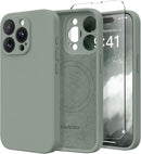 Magnetic for iPhone 15 Pro Case Silicone Calke Green — 1