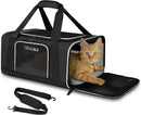 Petskd Small Pet Carrier 17" L x 12" W x 8.5" H Airline Approved, Black