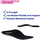 Powerstep SlenderFit Insoles - 3/4 Length, Neutral Arch Support Insoles for Women's Fashion Shoes, Heels and Boots, Low Profile Design, Odor Control, Ball of Foot Cushioning (Black & Khaki) — 4