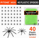 Piteno® 1200 sqft Spider Webs Halloween Decorations with 40 Fake Spiders, Stretchable Halloween Spider Webs for Indoor Outdoor Haunted House Yard Porch Party Decor (Green) — 3