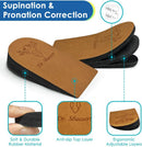 Dr. Shoesert 3 Layers Adjustable Orthopedic Heel Wedge Inserts, Supination & Pronation Correction Insoles for Bow Legs, Knee Pain, Foot Alignment (Brown, Large - Women's 8.5-13|Men's 9-14) — 2