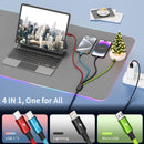 4 in 1 Multi Charging Cable, 2 Pack 5FT Charging Cords for Multiple Devices 10