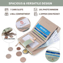 Pomelo Best Small Wallet Women RFID Blocking Bifold Soft Leather Card Holder with ID Window Zipper Coin Pocket Wallets for Women Green — 4