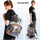 Vorspack Clear Backpack Heavy Duty PVC Transparent Backpack Extra Large Clear Backpacks with Reinforced Strap for College Workplace Security - Black | X-Large — 3