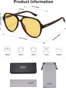 SOJOS Classic Polarized Aviator Sunglasses for Women Men, Retro Trendy Aviators Shades SJ2201 | Dark Red/Light Yellow Tint | 58 Millimeters — 5