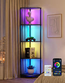 PARTPHONER Corner Shelf with LED Light, 5 Tier Smart Color Changing Floor Lamp with Remote, 62" Display Shelf… — 1