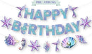 KatchOn Blue Happy Birthday Banner For Mermaid Birthday Decorations 10 Feet | Iridescent Mermaid — 1