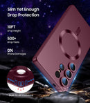 LEKEVO Magnetic for Samsung Galaxy S25 Ultra Case [Compatible with MagSafe][Built-in Camera Lens Protector] Slim Soft Silicone Bumper Shockproof Metallic Luster Phone Shell (Burgundy) — 5