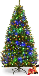 DREAMADE 6ft Prelit Christmas Tree, Xmas Tree with 1000 PVC Branch, 350 Pre-Strung Dual-Colored LED Lights, 11 Lighting Modes & Foldable Base, Artificial Christmas Trees for Home, Party, Holiday Decor — 1