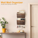 MOOACE Mail Organizer Wall Mount, Wood Mail and Key Holder with Hooks — 5