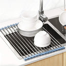 MECHEER Over The Sink Dish Drying Rack, Roll Up Dish Drying Rack Kitchen Dish Rack Stainless Steel Sink Drying Rack,… — 2