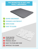 Dish Drying Mat for Kitchen Counter, 12"x19" Pad with Rubber Backed (Grey) — 3