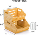 Cididu 2 Pack Bamboo Stackable Storage Bin, Countertop Open Front Stacking Bins, 2 Tier Organize Basket Box with Handle, Food Fruit Container for Cabinet, Kitchen, Studio, Office — 2