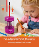 Electric Pencil Sharpener for Classroom, Fully Automatic, Magenta Pink — 2