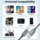 USB Type C Cable,(2-Pack 3FT) USB C Charger Cable Nylon Braided Fast Charging Sync Cord Compatible iPhone 17 Air/16 Pro Max Samsung Galaxy S10 Plus,Google Pixel 2(Gray) 6