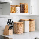 ComSaf Glass Storage Jars with Bamboo Lids 4.6 Qt 2 Pack Large Wide Mouth