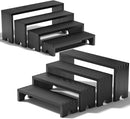 2 Set Black Wooden Tiered Riser Display Stands for Vendor Events,Stackable Wood Cupcake Stand,Farmhouse Decor Wood Dessert Table Display Set,Vendor Booth Display Items,Food Display Risers for Party | 2 PACK — 1