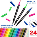 Piochoo Dual Brush Marker Pens for Adult Coloring Books,24pcs Markers | 24 Colors — 2