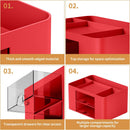 Marbrasse Pen Organizer with 2 Drawer, Multi-Functional Pencil Holder for Desk, Desk Organizers and Accessories with 5 Compartments + Drawer for Office Art Supplies (Red) — 6