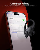 PocBuds Bluetooth Headphones Wireless Earbuds 80hrs Playtime Wireless Charging Case Digital Display Sports Ear Buds with Earhook Deep Bass IPX7 Waterproof Over-Ear Earphones for TV Phone Laptop Black photo 4