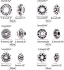 PH PandaHall 300pcs 6 Style Antique Silver Spacer Beads, Tibetan Metal Alloy Tube Spacers Flower Flat Rondelle Small… — 3