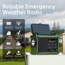 Solar Radio Emergency Hand Crank 12000mAh with Clear Signal | Army Green — 2