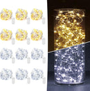 12 Pack Fairy Lights Battery Operated 7ft 20 LED Mini String Lights Twinkle Lights Silver Wire Firefly Starry Lights for Mason Jars Wedding Party Christmas Centerpiece Decor, Warm White & Cool Whtie | [12 Pack] 7 Feet 20 LED | Warm White + Cool White — 1