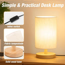 Desk Lamp LED Bulb Included, Small Bedside Table Lamp Plug-in - Classic Wood Base with Flaxen Fabric Shade, Lamps… — 3
