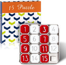 VioraWhite 1 Pack 15 Slide Puzzles Number Puzzle Slide, Red and White — 1